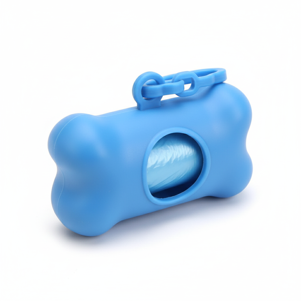 Bone-Shaped Dog Poop Bag Dispenser with 2 Rolls & Leash Clip - Image 4