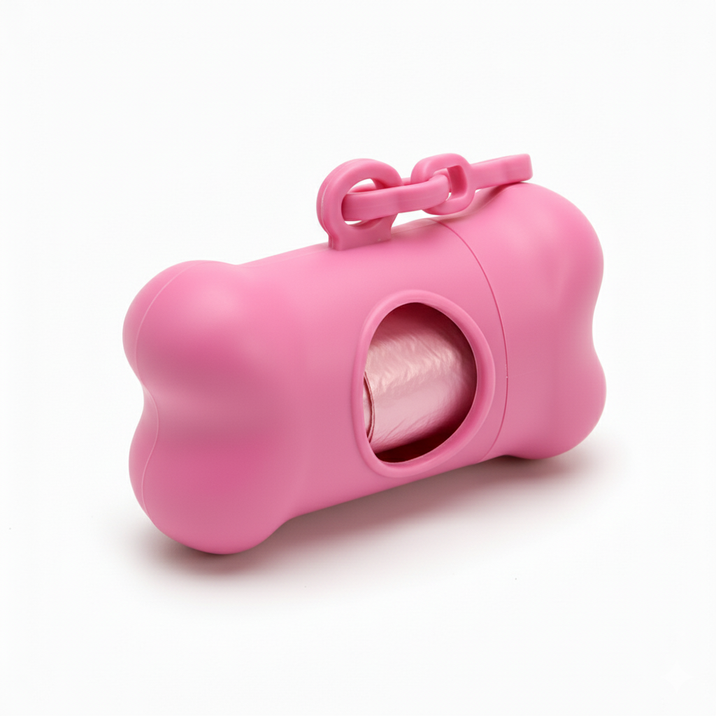 Bone-Shaped Dog Poop Bag Dispenser with 2 Rolls & Leash Clip - Image 3